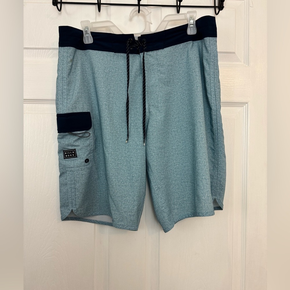Billabong Light Blue Board Shorts with Navy Accents
